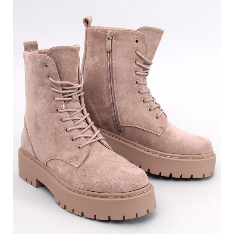 Burse Ankle boot com cadarço e plataforma Khaki bege 1