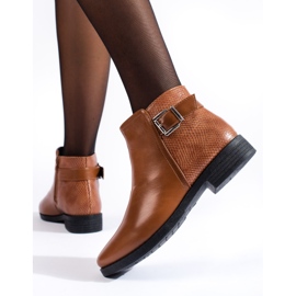 Botins femininos Shelovet camelo com salto baixo castanho 1