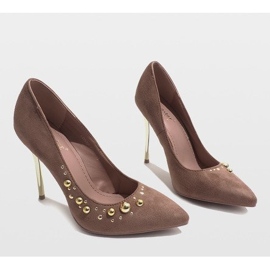 Stilettos de veludo rosa DD55P 1