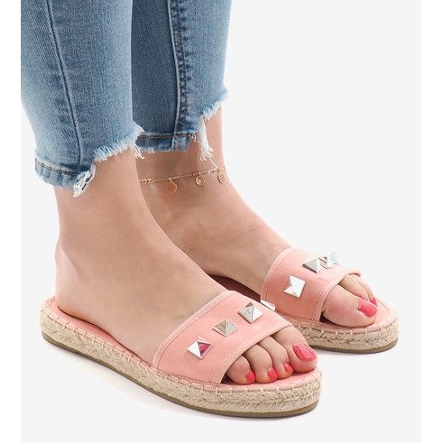 Chinelos jeans rosa 7087 tachas 1