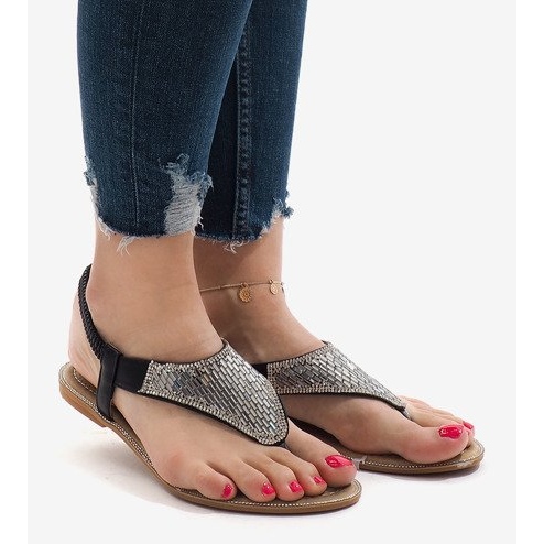 Sandálias pretas decoradas com B-935 preto 2