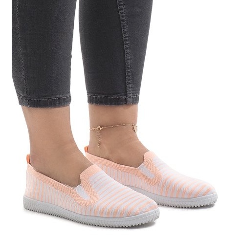 Tênis listrado pêssego XJ-2909 branco amarelo 1