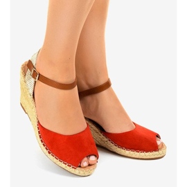 Sandálias de cunha vermelha 2895 vermelho 1