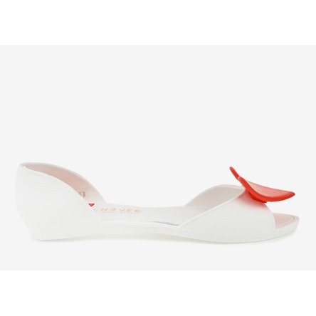 Bailarinas de borracha de melissa branca com um coração KM121-15 branco 1 Bailarinas de borracha de melissa branca com um coração KM121-15 branco 1