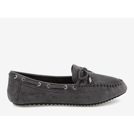 Bailarinas de mocassim cinza com laço XW9100 1
