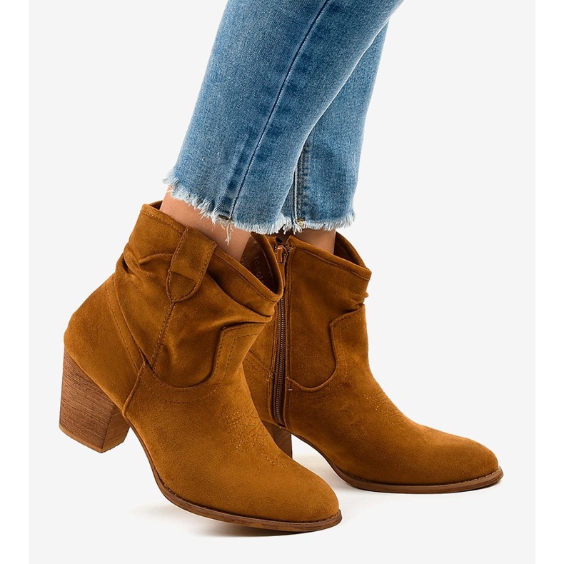 Botins de camelo camurça no poste SA-3339 castanho 2 Botins de camelo camurça no poste SA-3339 castanho 2