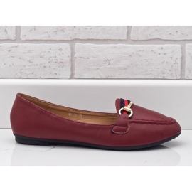 Mocassins de bailarina de couro ecológico da Borgonha 9F177 vermelho 1