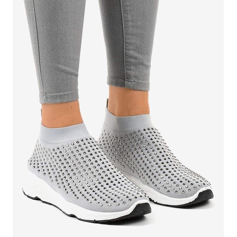 Calçados esportivos cinza com zircônia cúbica LG27 1 Calçados esportivos cinza com zircônia cúbica LG27 1