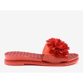 Chinelos vermelhos com flores N-49 1