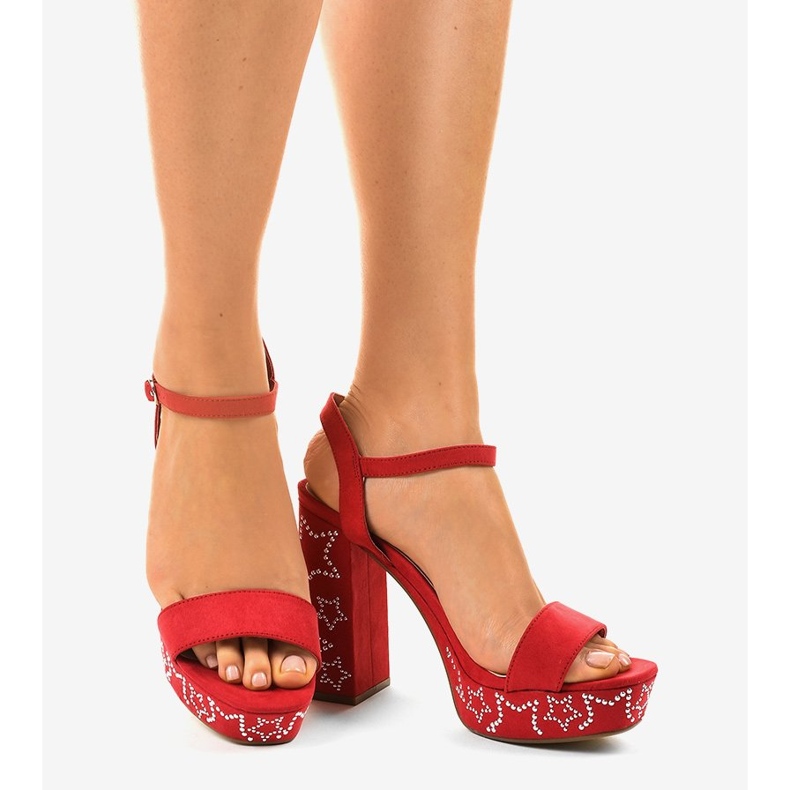 Sandálias vermelhas em poste em camurça 99435-4 vermelho 1