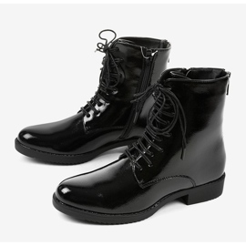Botas de trabalho femininas de couro envernizado A8316 / B preto 1