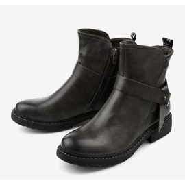 Botas femininas achatadas cinza com zíper Graybane 1 Botas femininas achatadas cinza com zíper Graybane 1