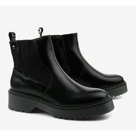 Botas pretas sem salto em couro ecológico Cavern preto 1 Botas pretas sem salto em couro ecológico Cavern preto 1