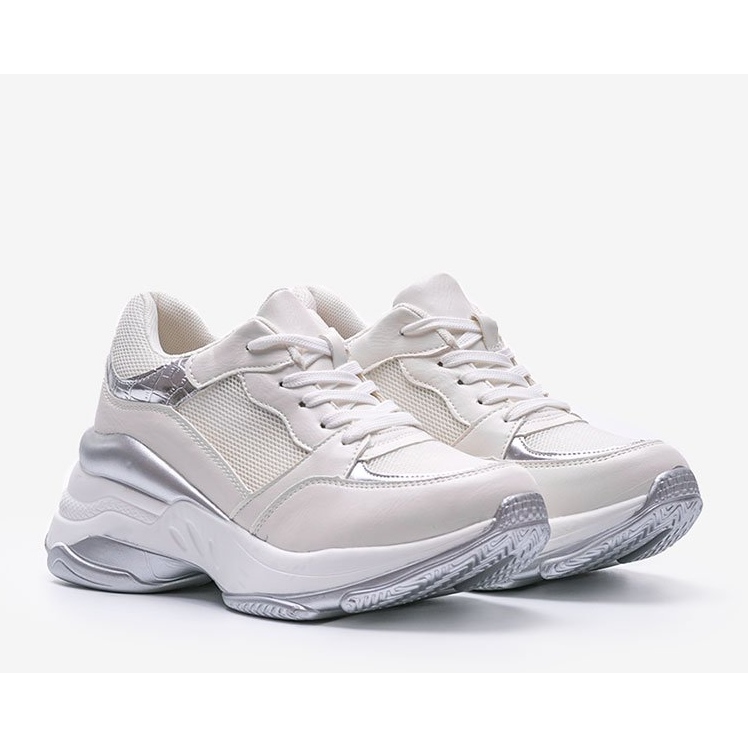 Tênis prateado com sola Lydia grossa branco 1 Tênis prateado com sola Lydia grossa branco 1