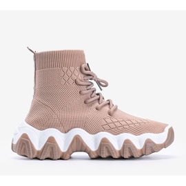 Tênis com meia Khaki Gisselle bege 1