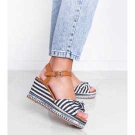 Sandálias Dulce com cunha azul e branca branco 1