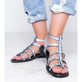 Sandálias gladiador azul metálico Xana 1