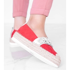 Alpercatas vermelhas com pedras Cher vermelho prata 1 Alpercatas vermelhas com pedras Cher vermelho prata 1