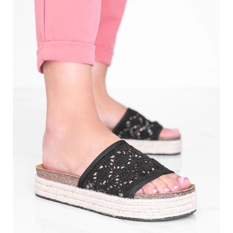 Chinelos de renda preta Glam Shape preto 1