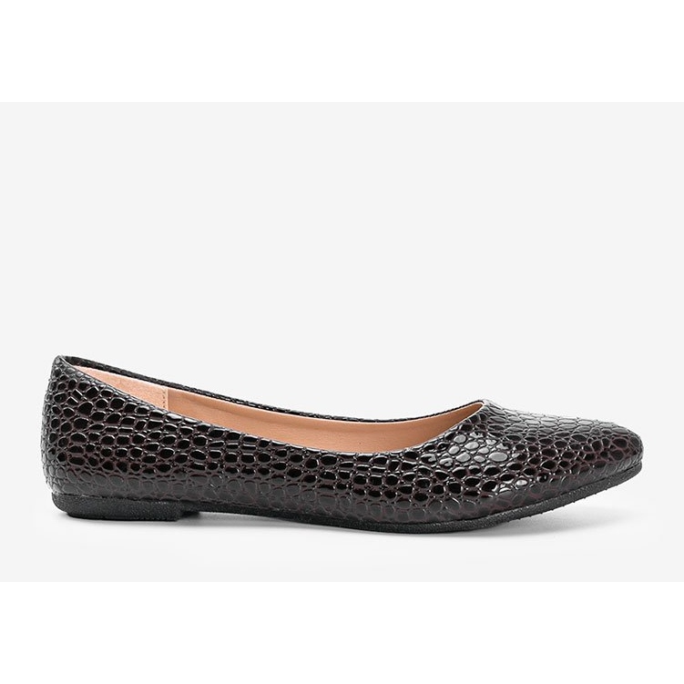 Bailarinas marrons com padrão de pele de crocodilo Mozzare rosa 2 Bailarinas marrons com padrão de pele de crocodilo Mozzare rosa 2