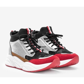 Tênis preto em sola larga Cassadi multicolorido 1