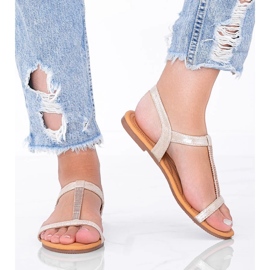 Sandálias femininas holográficas bege Igi 1