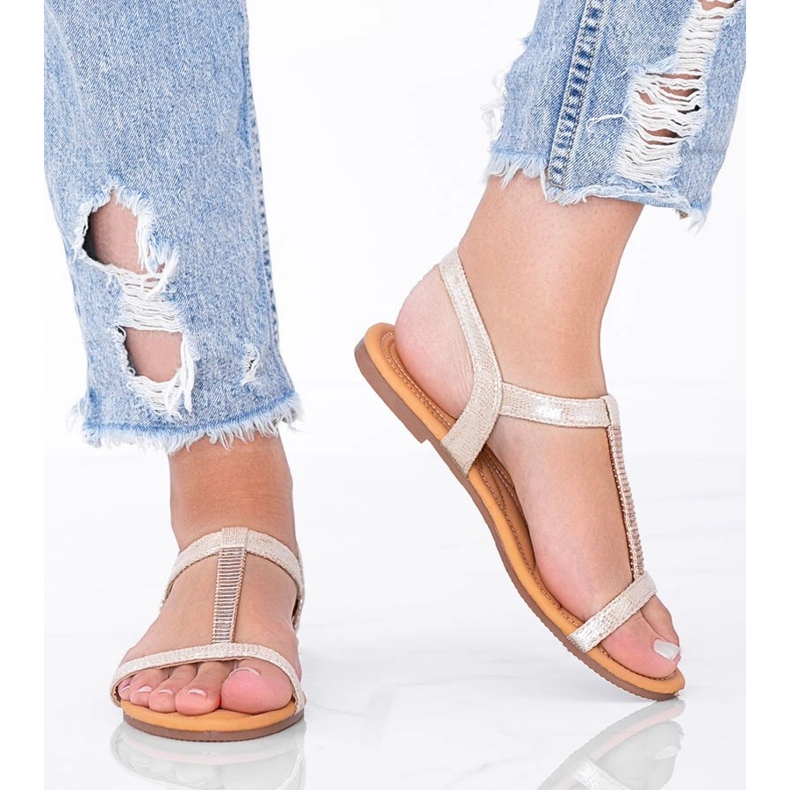 Sandálias femininas holográficas bege Igi 1