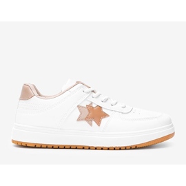 BM Tênis branco e marrom com estrelas Polja castanho 1 BM Tênis branco e marrom com estrelas Polja castanho 1