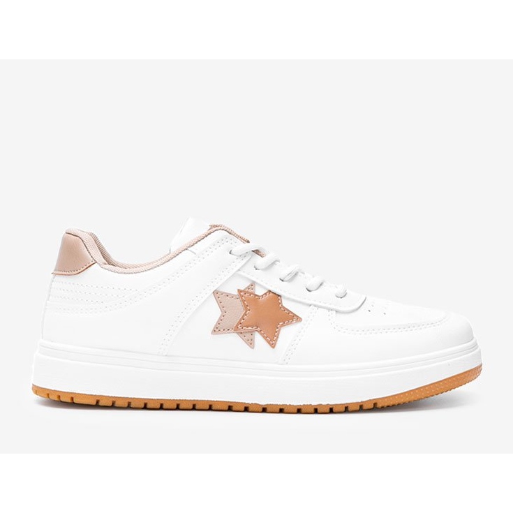 BM Tênis branco e marrom com estrelas Polja castanho 1 BM Tênis branco e marrom com estrelas Polja castanho 1