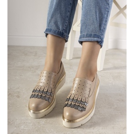Sapatos prateados deslizantes com tachas GF-FD9 dourado 1