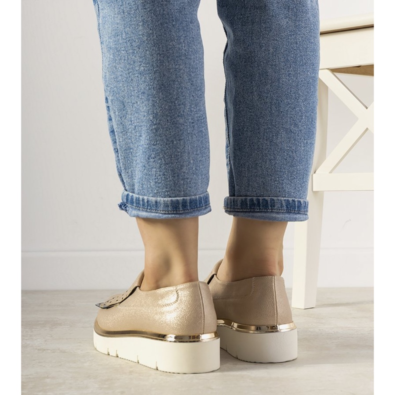 Sapatos prateados deslizantes com tachas GF-FD9 dourado 2