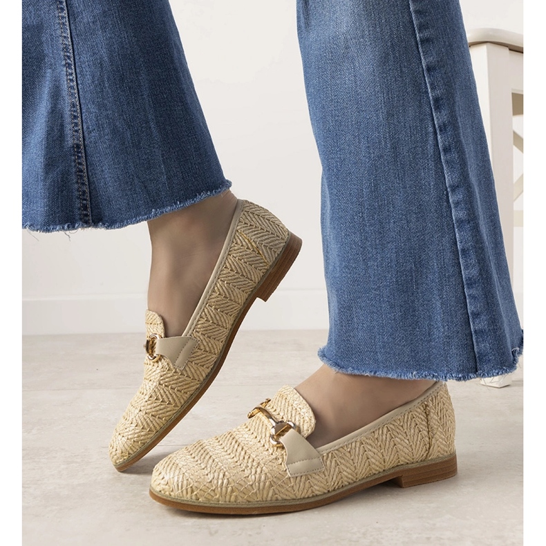 Mocassins trançados bege com fivela Leone 1 Mocassins trançados bege com fivela Leone 1