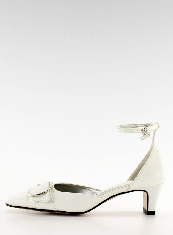 Bombas com fivela 39696-1 branca marrom 1