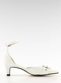 Bombas com fivela 39696-1 branca marrom 2