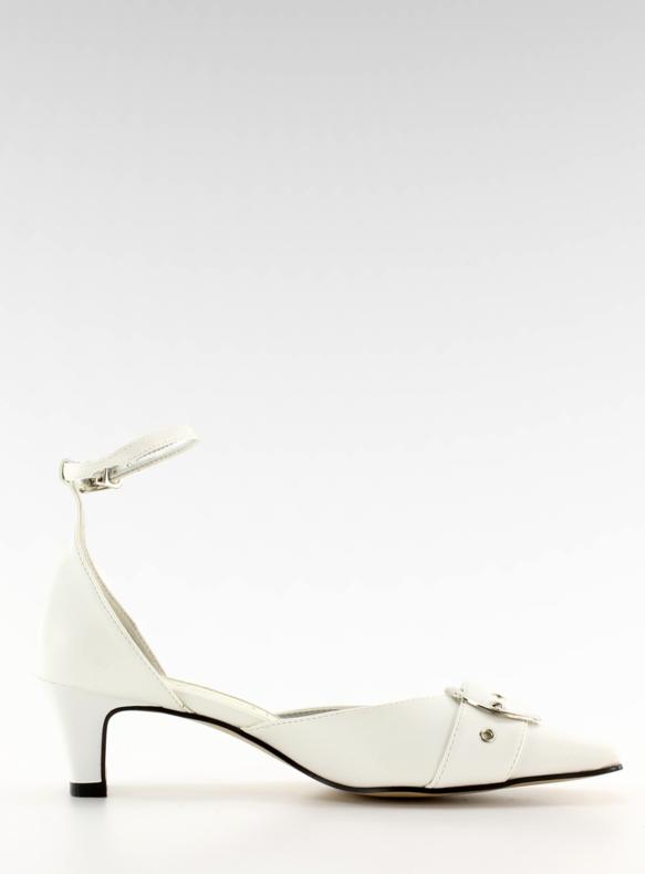 Bombas com fivela 39696-1 branca marrom 2