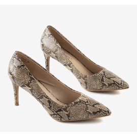 BM Sapatos castanhos no padrão de pele de cobra Nickle marrom 1