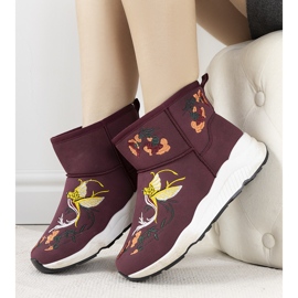 Botas de neve cor de vinho com bordado Jamil vermelho 2