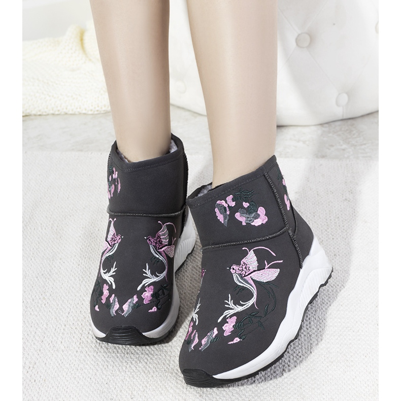 BM Botas de neve cinza com bordado Jamil 1