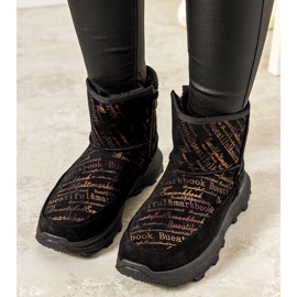 Botas femininas pretas e douradas Crescent para neve preto 1