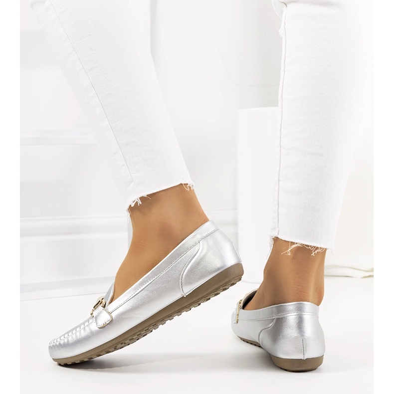 Mocassins prateados de mulher Ilana prata 1