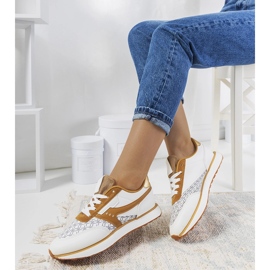 Sapatilhas Chiara de mulher brancas e castanhas branco 1