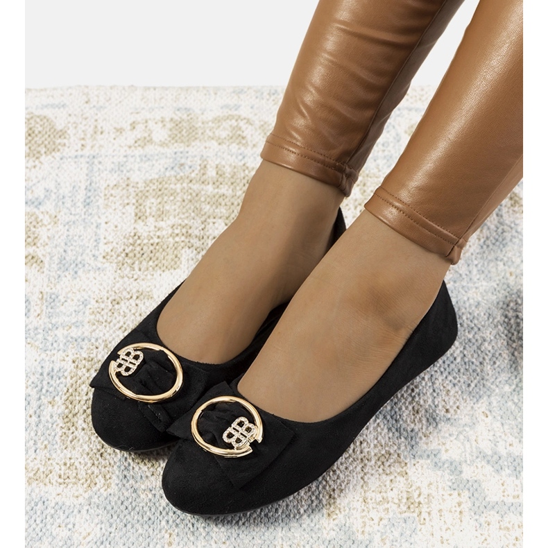 Bailarinas pretas com fivela Ribero preto 1