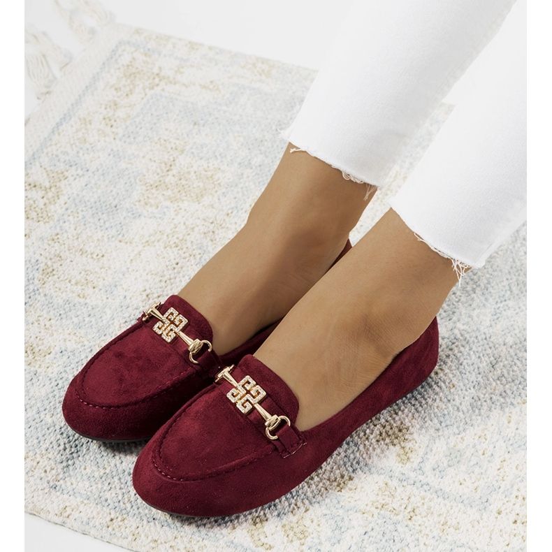 Mocassins Borgonha com fivela Cardoso vermelho 1