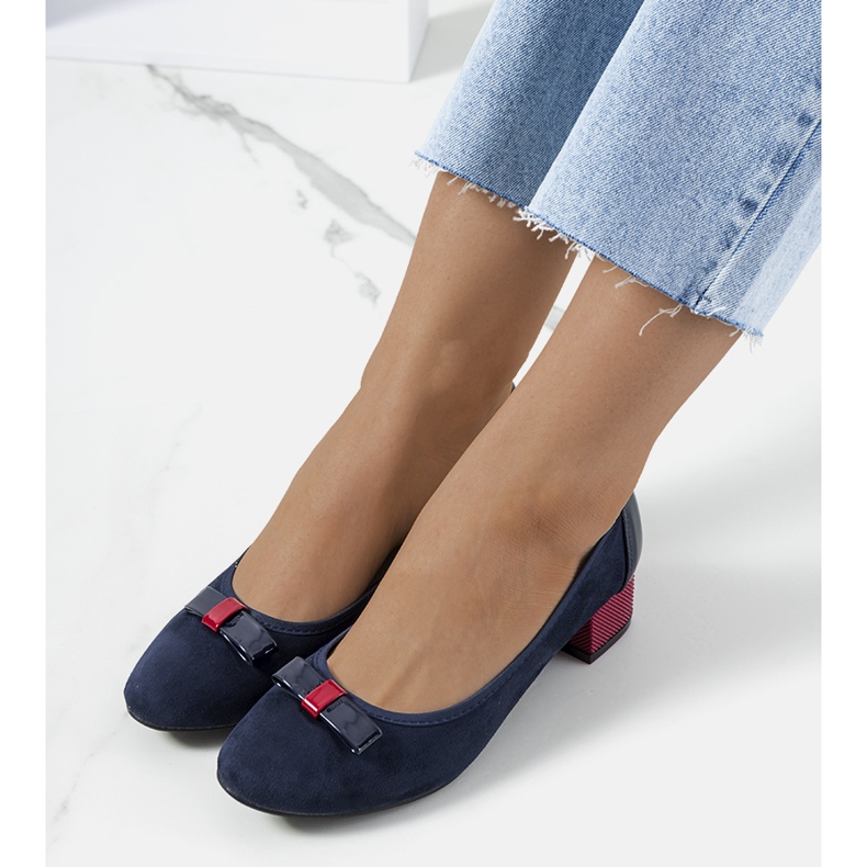 Scarpin azul marinho com laço Deniz vermelho azul-marinho 1