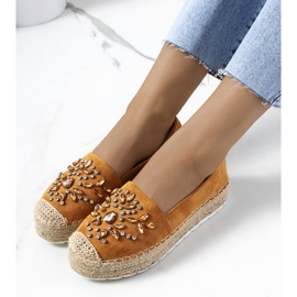 Alpercatas marrons com zircônias cúbicas Leer castanho amarelo 1