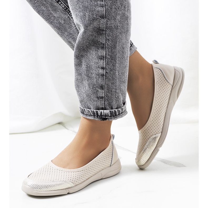 Bailarinas de couro bege Mirjam 1