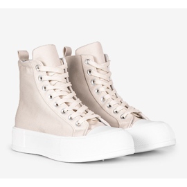 Tênis bege com sola alta Natasha 1 Tênis bege com sola alta Natasha 1