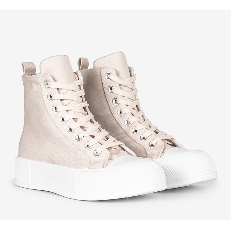 Tênis bege com sola alta Natasha 1 Tênis bege com sola alta Natasha 1