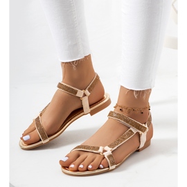 Sandálias douradas com zircônias cúbicas Fihelly dourado 1 Sandálias douradas com zircônias cúbicas Fihelly dourado 1