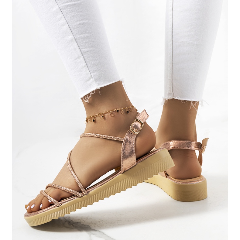 Kul. Sandálias rosa de mulher dourado 1 Kul. Sandálias rosa de mulher dourado 1